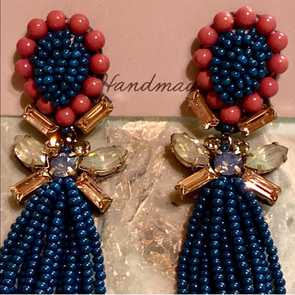NWT Anthropologie Deepa Crystal Beaded Fringe Earrings - Picture 4 of 11